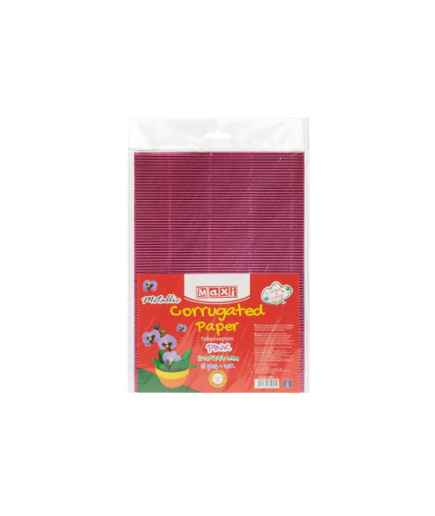 Carton gofrat Metalizat 260gr/m2 A4, 5 buc, Roz